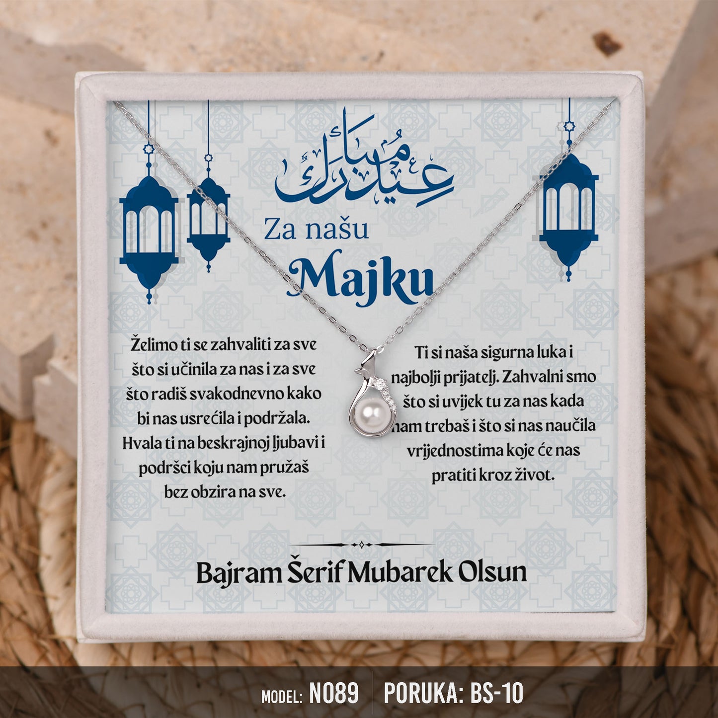 Ogrlica za Majku | Bajramski Poklon od Srca sa Porukom – 925 srebro