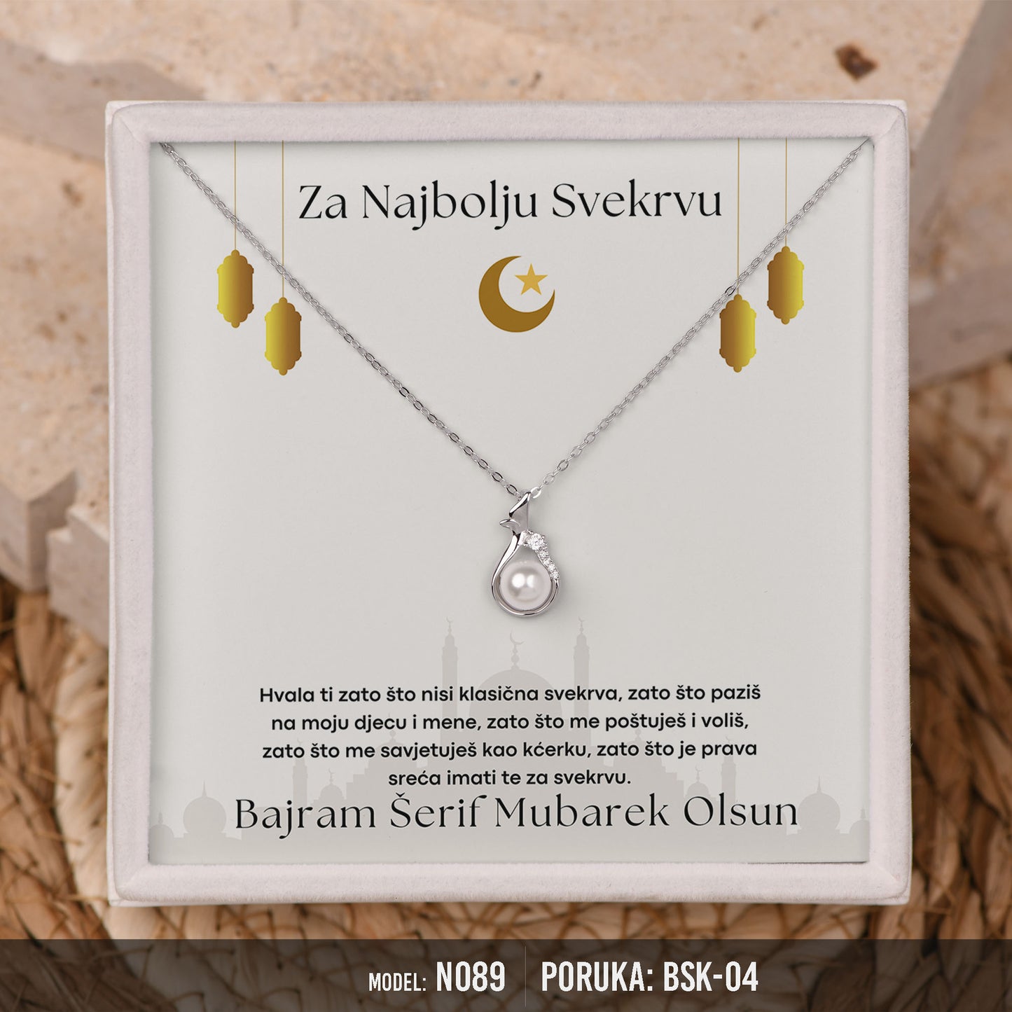 Srebrna ogrlica sa Biserom - Bajramski Poklon za Svekrvu