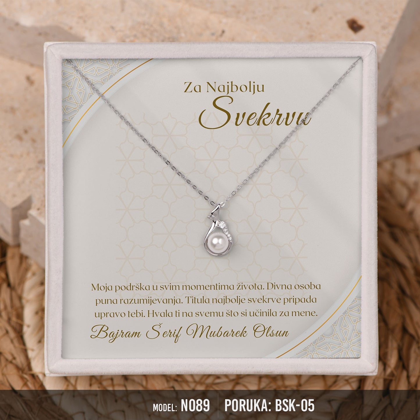 Srebrna ogrlica sa Biserom - Bajramski Poklon za Svekrvu