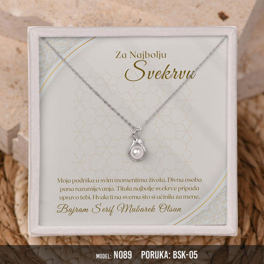 Srebrna ogrlica sa Biserom - Bajramski Poklon za Svekrvu