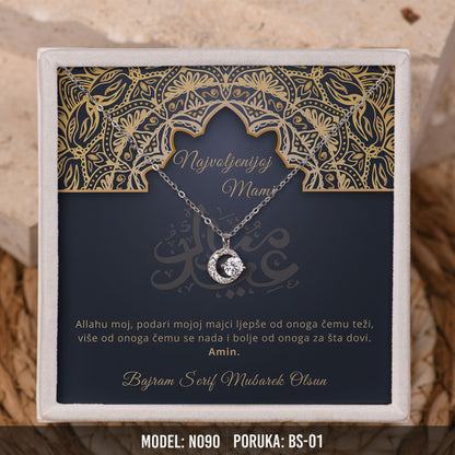 Ogrlica Polumjesec za Majku | Bajramski Poklon sa Porukom – 925 srebro