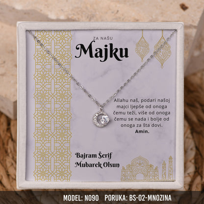 Ogrlica Polumjesec za Majku | Bajramski Poklon sa Porukom – 925 srebro