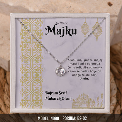 Ogrlica Polumjesec za Majku | Bajramski Poklon sa Porukom – 925 srebro