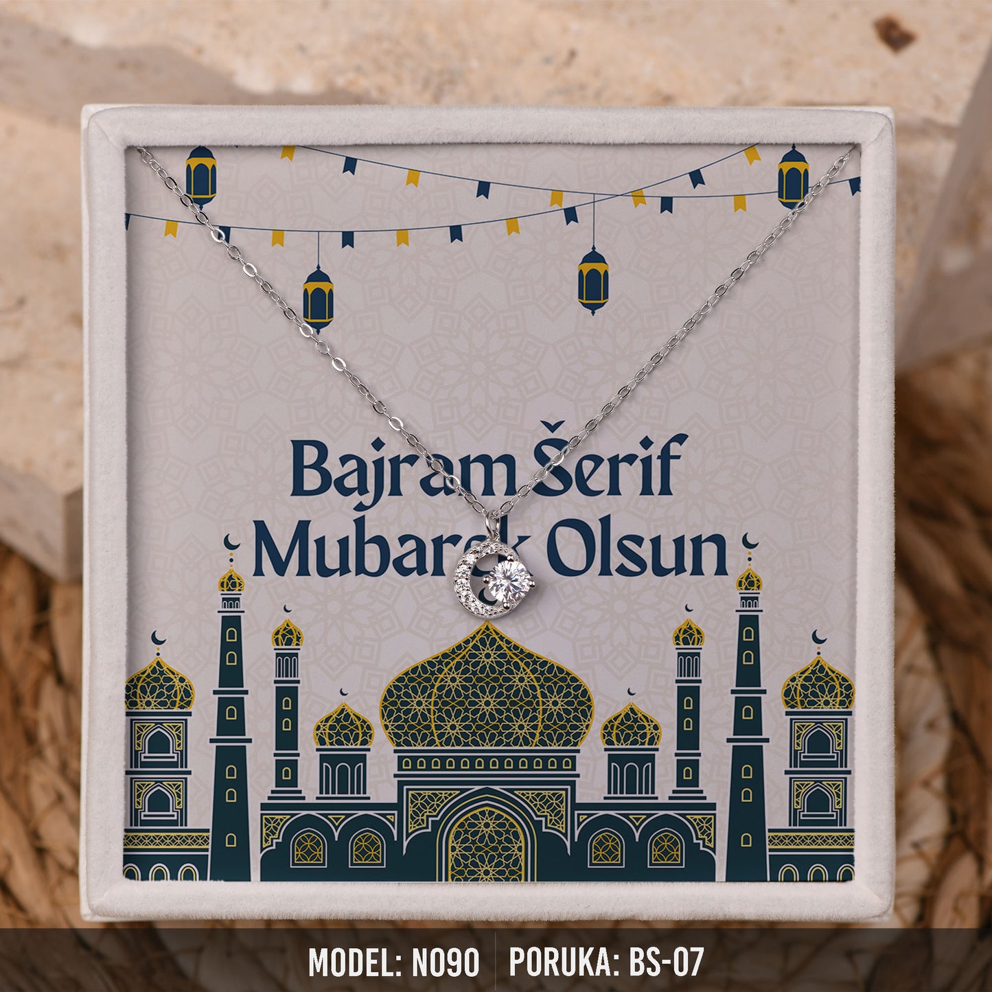 Ogrlica Polumjesec za Majku | Bajramski Poklon sa Porukom – 925 srebro