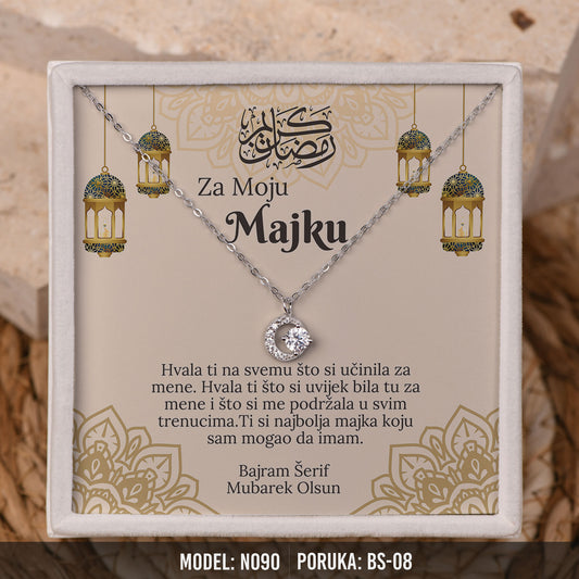 Ogrlica Polumjesec za Majku | Bajramski Poklon sa Porukom – 925 srebro