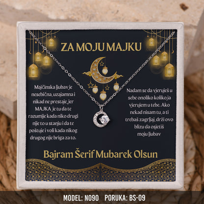 Ogrlica Polumjesec za Majku | Bajramski Poklon sa Porukom – 925 srebro