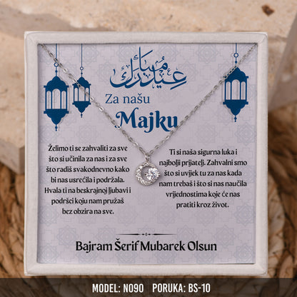 Ogrlica Polumjesec za Majku | Bajramski Poklon sa Porukom – 925 srebro