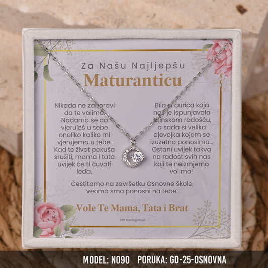 925 Srebrena Ogrlica sa Posvetom - Maturski Poklon za Kćer