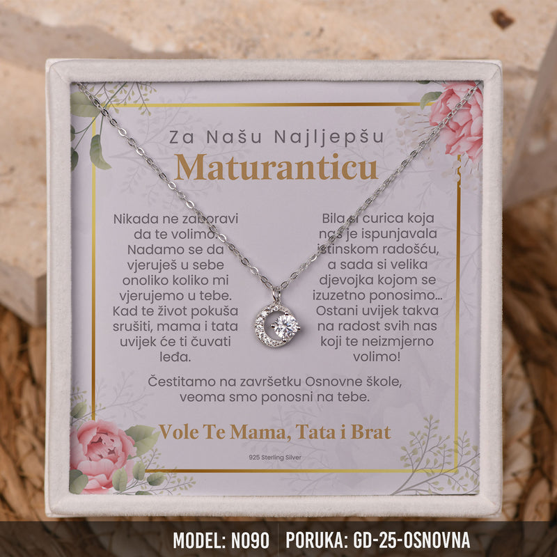 925 Srebrena Ogrlica sa Posvetom - Maturski Poklon za Kćer