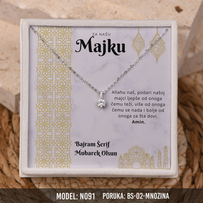 Elegantna Ogrlica za Majku | Bajramski Poklon sa Porukom – 925 srebro