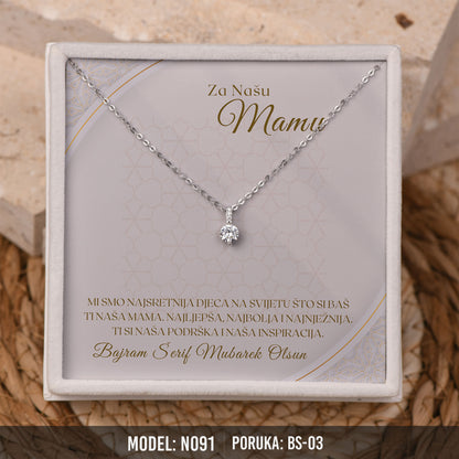 Elegantna Ogrlica za Majku | Bajramski Poklon sa Porukom – 925 srebro