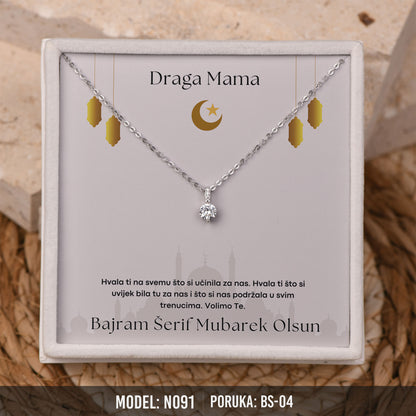 Elegantna Ogrlica za Majku | Bajramski Poklon sa Porukom – 925 srebro