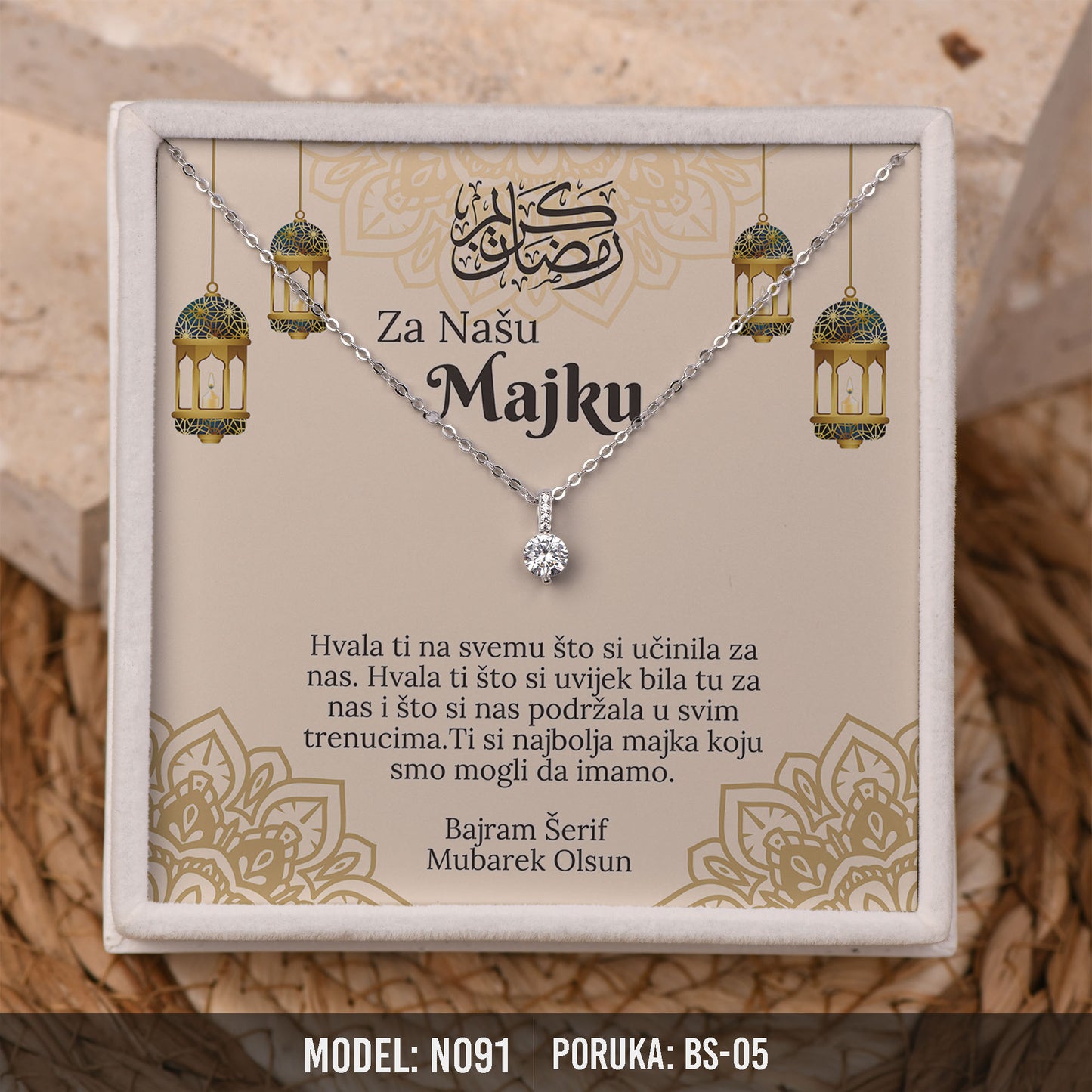 Elegantna Ogrlica za Majku | Bajramski Poklon sa Porukom – 925 srebro