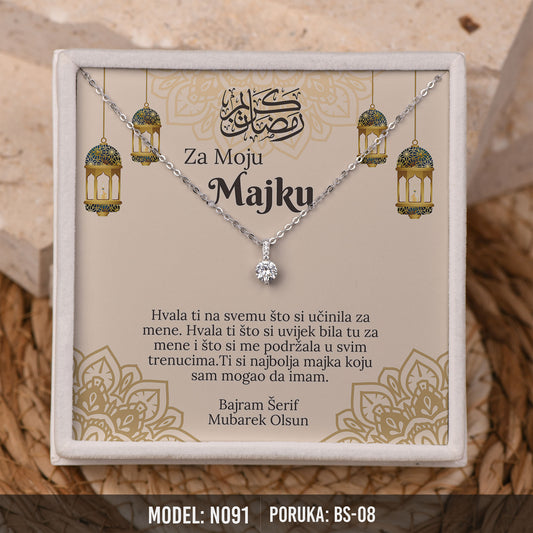 Elegantna Ogrlica za Majku | Bajramski Poklon sa Porukom – 925 srebro