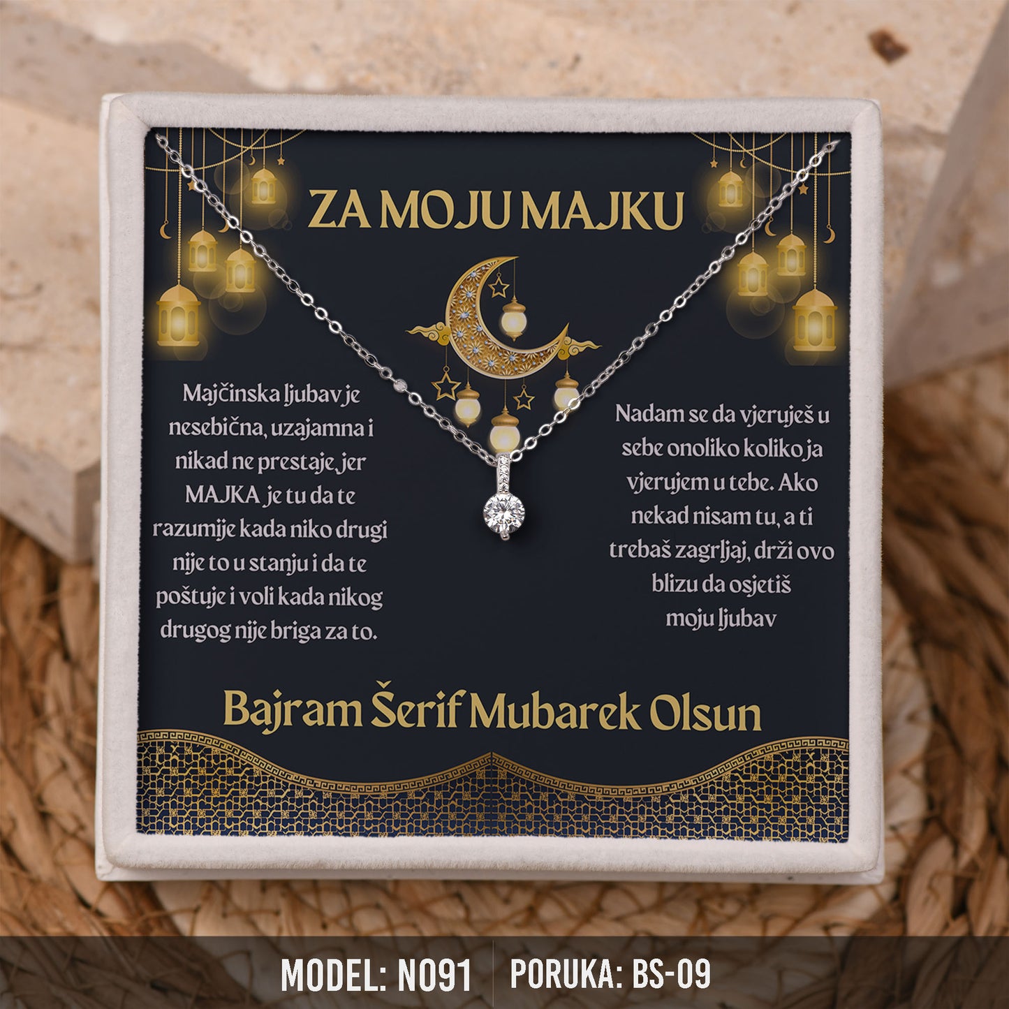 Elegantna Ogrlica za Majku | Bajramski Poklon sa Porukom – 925 srebro