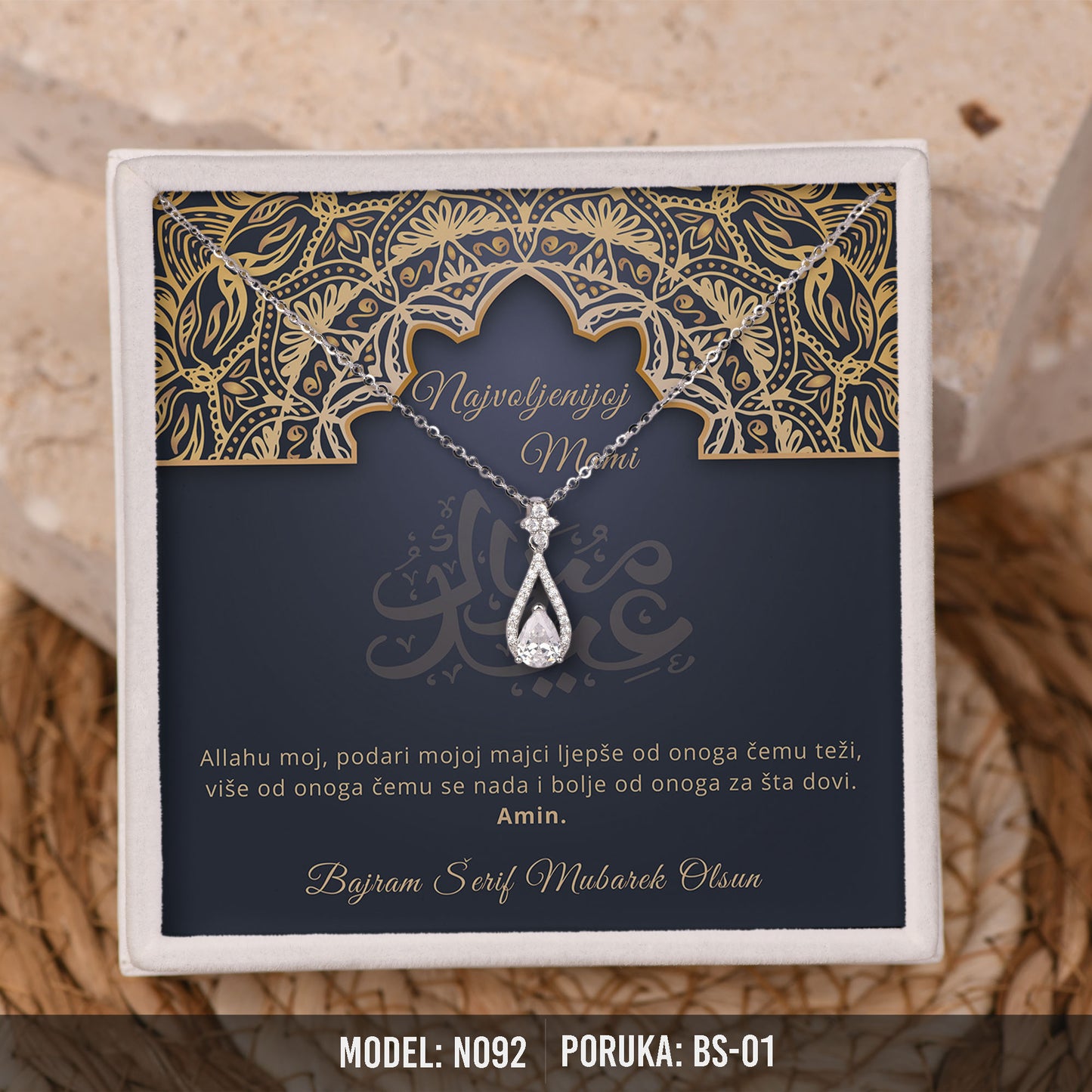 Elegantna Ogrlica za Majku sa Porukom | Bajramski Poklon – 925 srebro