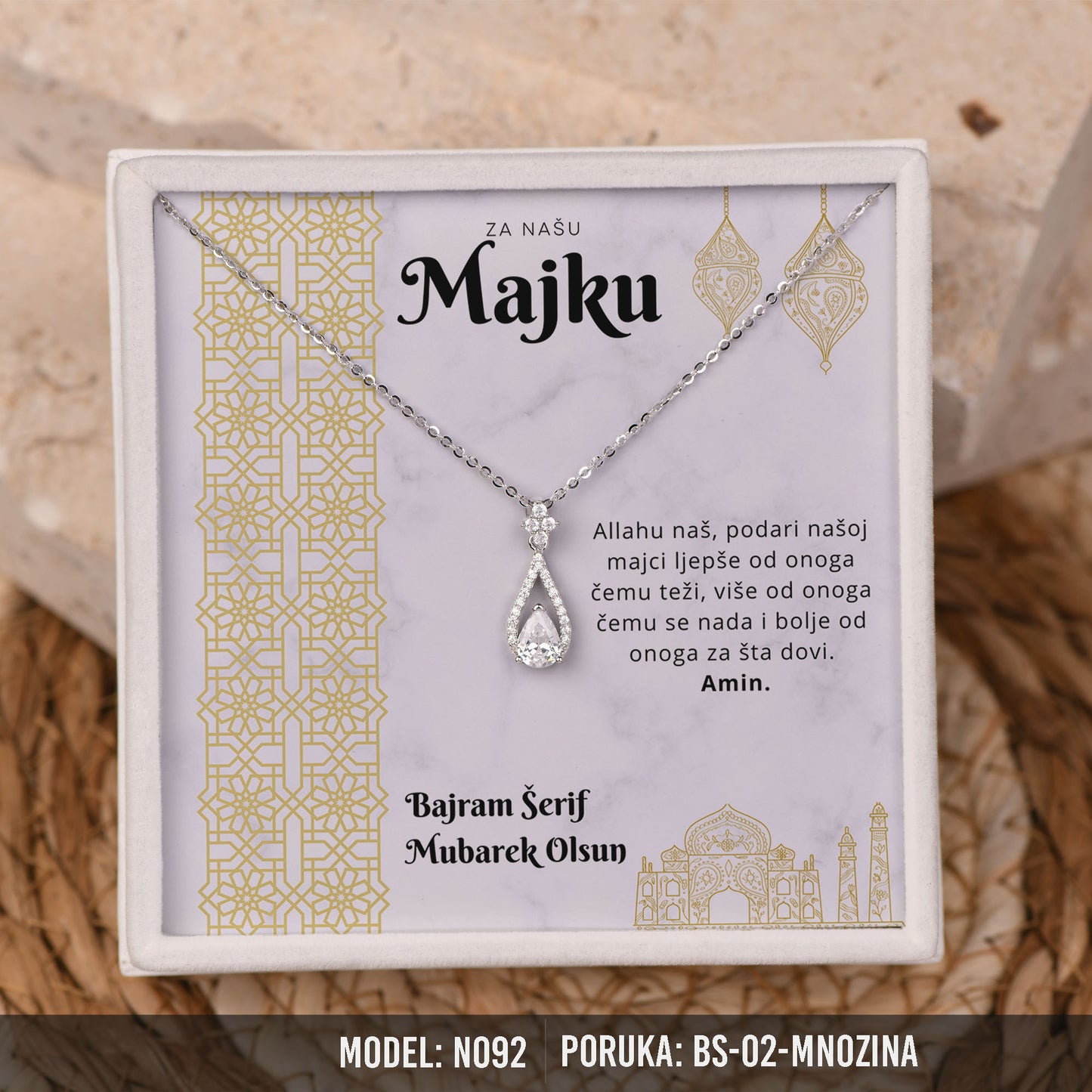 Elegantna Ogrlica za Majku sa Porukom | Bajramski Poklon – 925 srebro