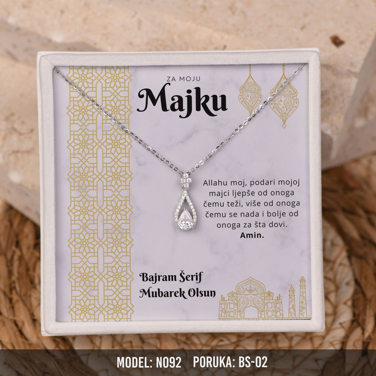 Elegantna Ogrlica za Majku sa Porukom | Bajramski Poklon – 925 srebro