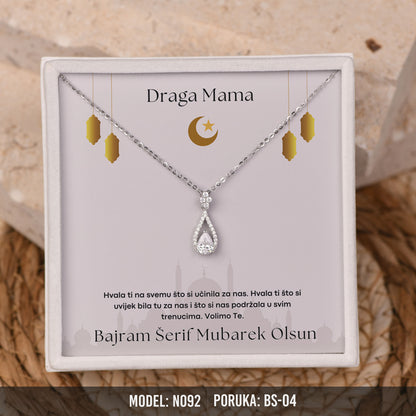 Elegantna Ogrlica za Majku sa Porukom | Bajramski Poklon – 925 srebro