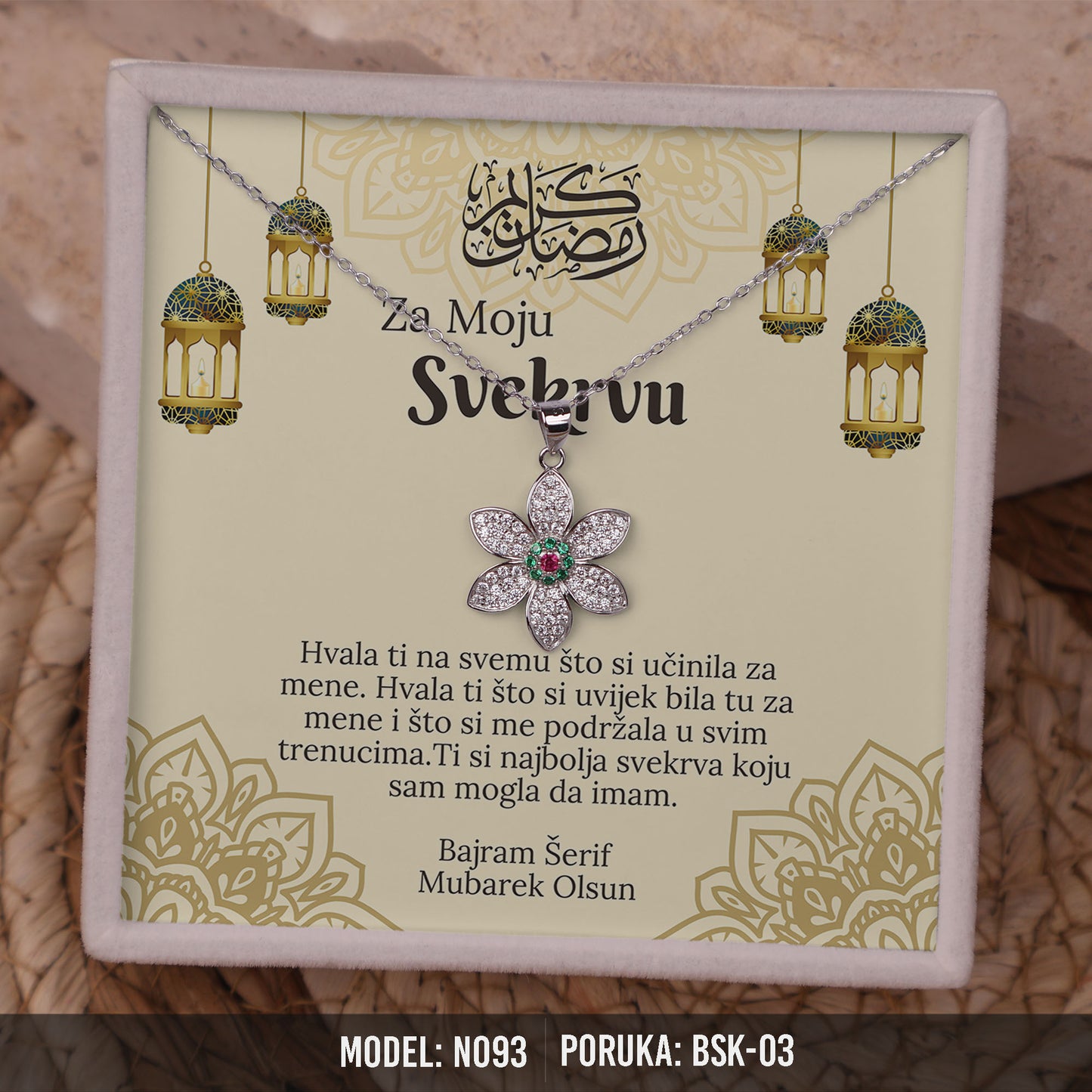 Bajramski poklon za svekrvu – elegantna ogrlica od 925 srebra sa porukom