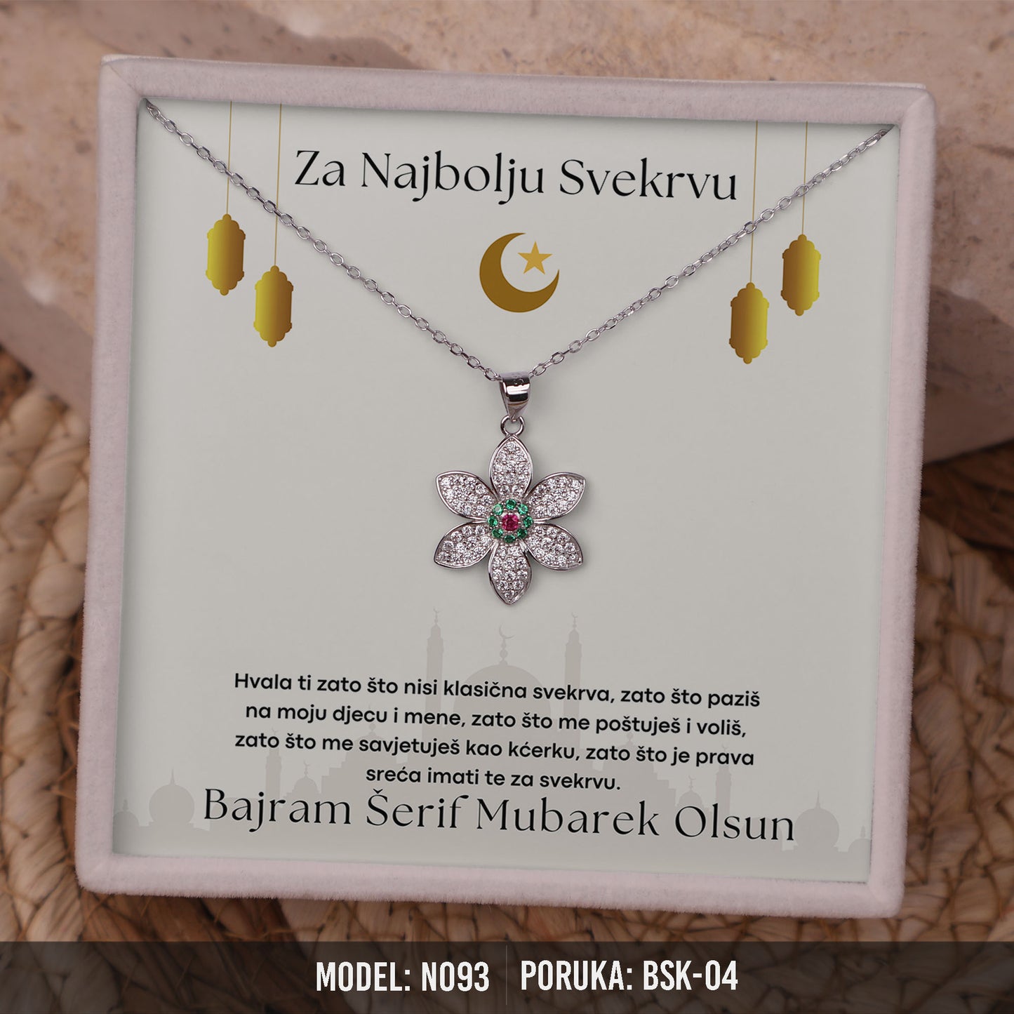 Bajramski poklon za svekrvu – elegantna ogrlica od 925 srebra sa porukom