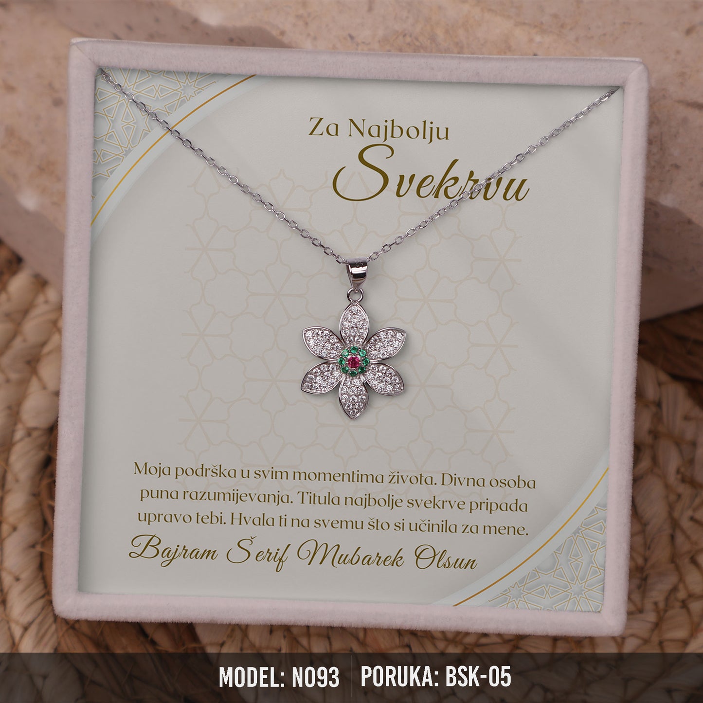 Bajramski poklon za svekrvu – elegantna ogrlica od 925 srebra sa porukom