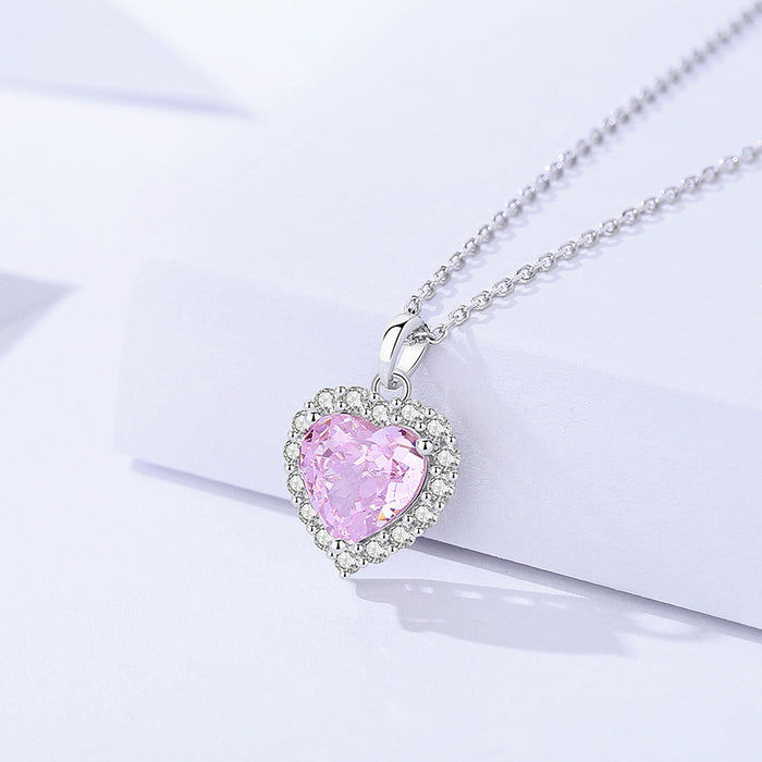 Lančić Srce Ledeni Cvijet - 925 Srebro — Roze