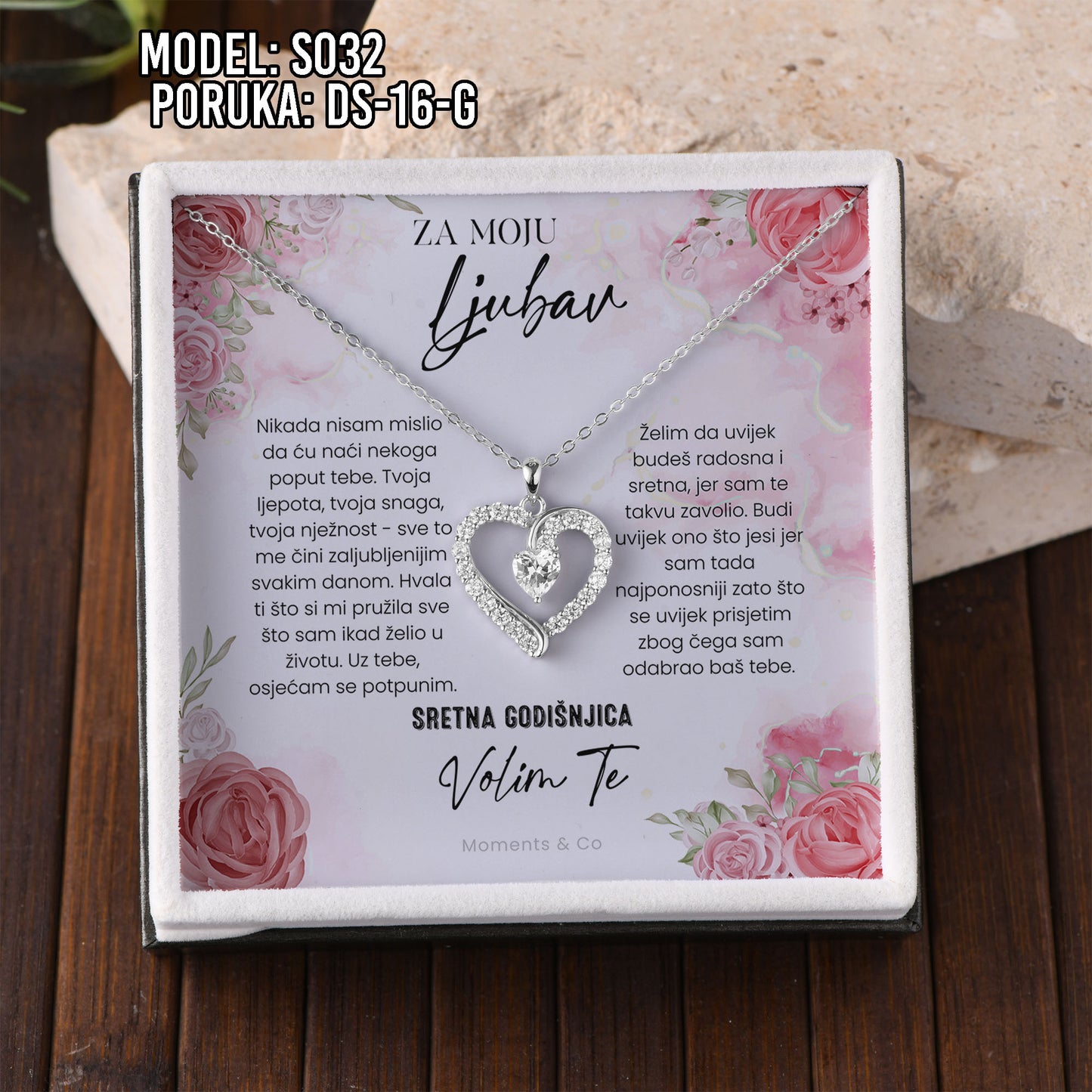 💖 925 Srebreni Lančić - Za Moju Ljubav | Poklon za Suprugu, Curu, Djevojku 💖