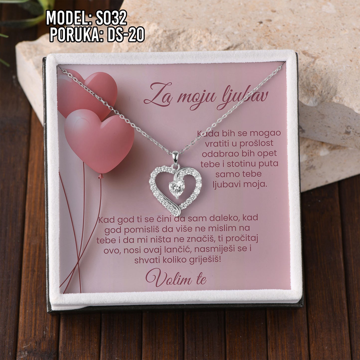 💖 925 Srebreni Lančić - Za Moju Ljubav | Poklon za Suprugu, Curu, Djevojku 💖