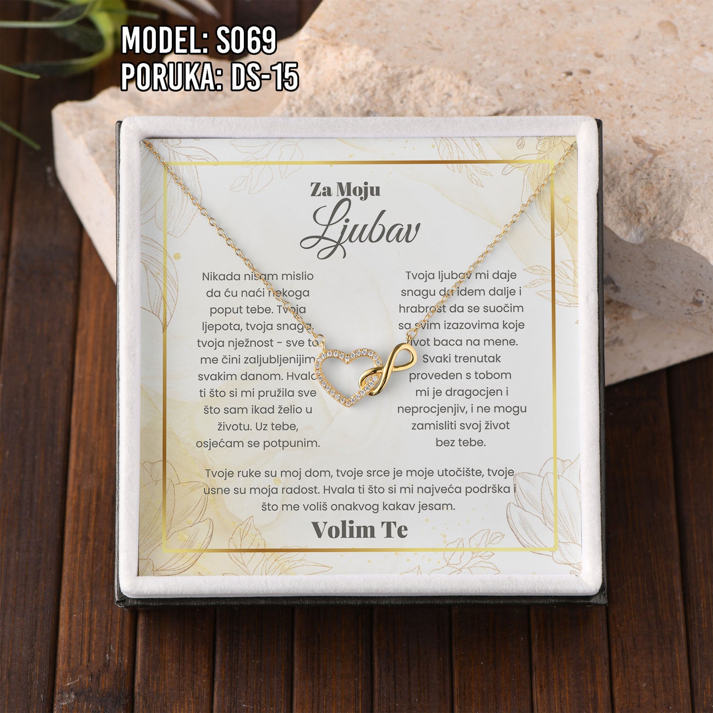 925 Srebreni Lančić Srce Beskonačnosti – Personalizirani Poklon s Porukom (18k pozlata)
