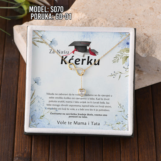 Maturski Poklon za Kćerku ili Sestru – 925 Srebro & 18k Pozlata s Emotivnom Porukom