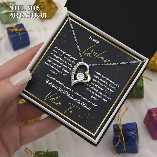 Bajramski poklon za suprugu ili djevojku – Ogrlica srce od 925 srebra sa porukom
