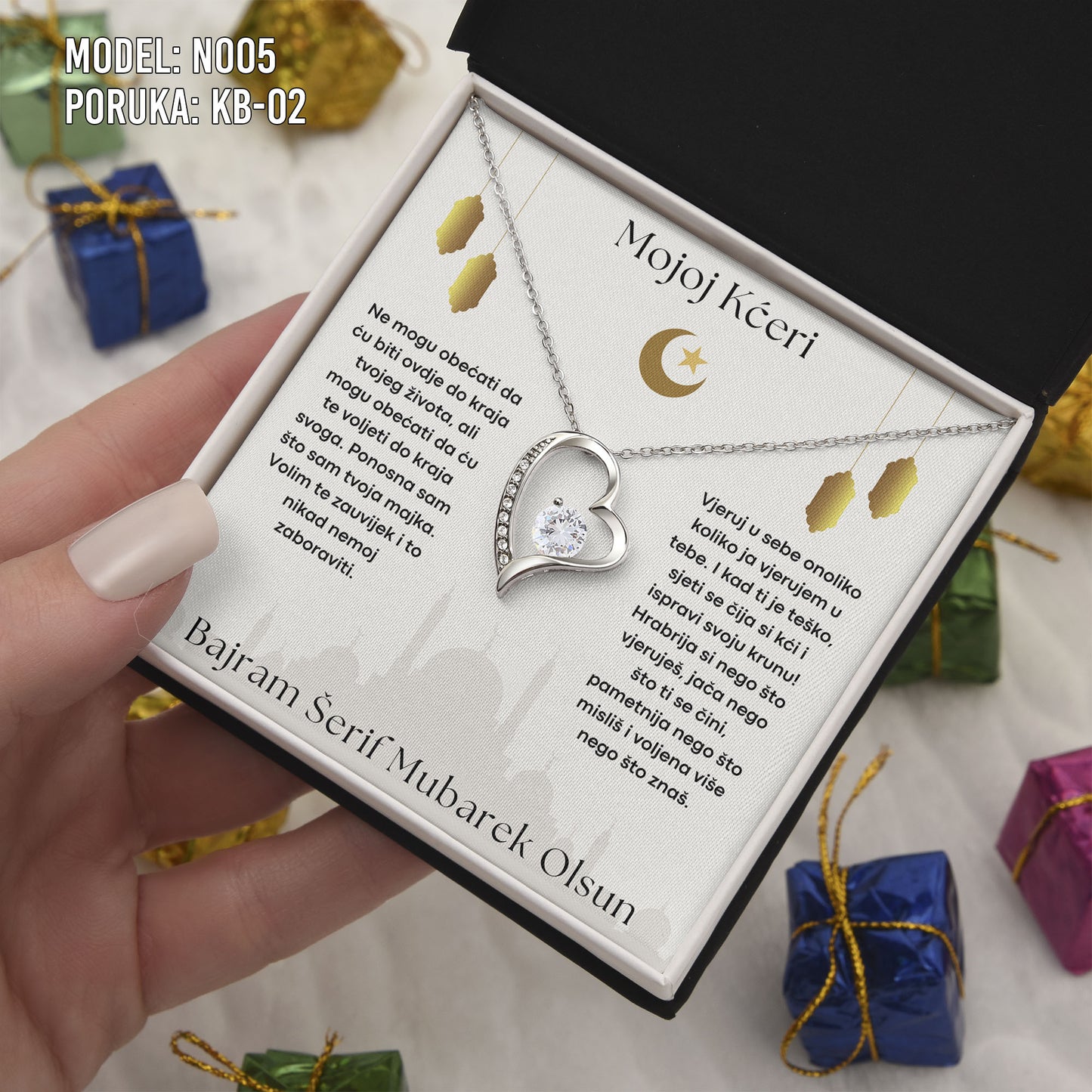 Bajramski poklon za kćerku – Ogrlica srce od 925 srebra sa porukom