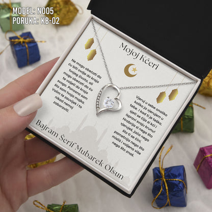 Bajramski poklon za kćerku – Ogrlica srce od 925 srebra sa porukom