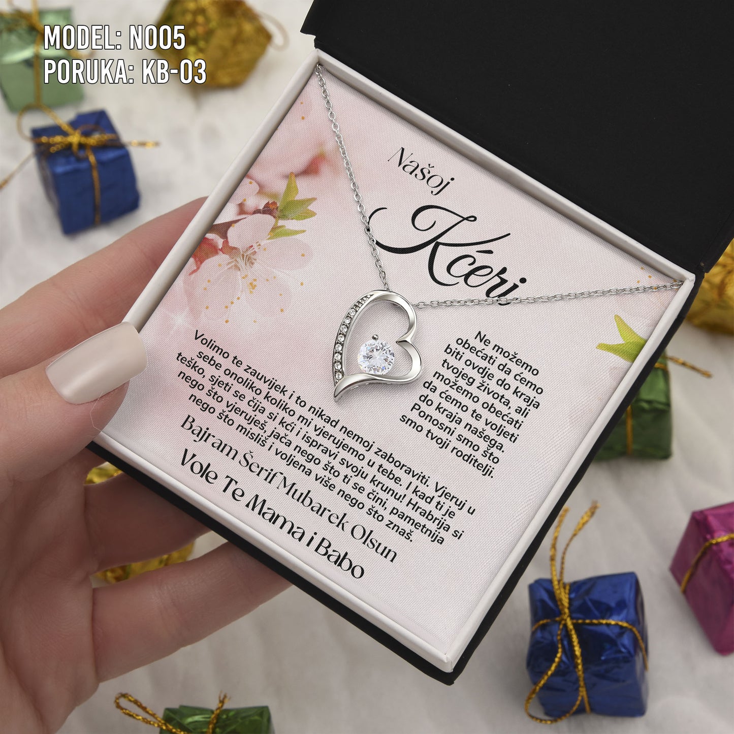 Bajramski poklon za kćerku – Ogrlica srce od 925 srebra sa porukom