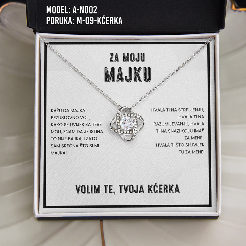Za Moju Majku - 925 Srebreni Lančić - Poklon za Mamu sa Porukom od Kćerke - Volim Te, Tvoja Kćerka