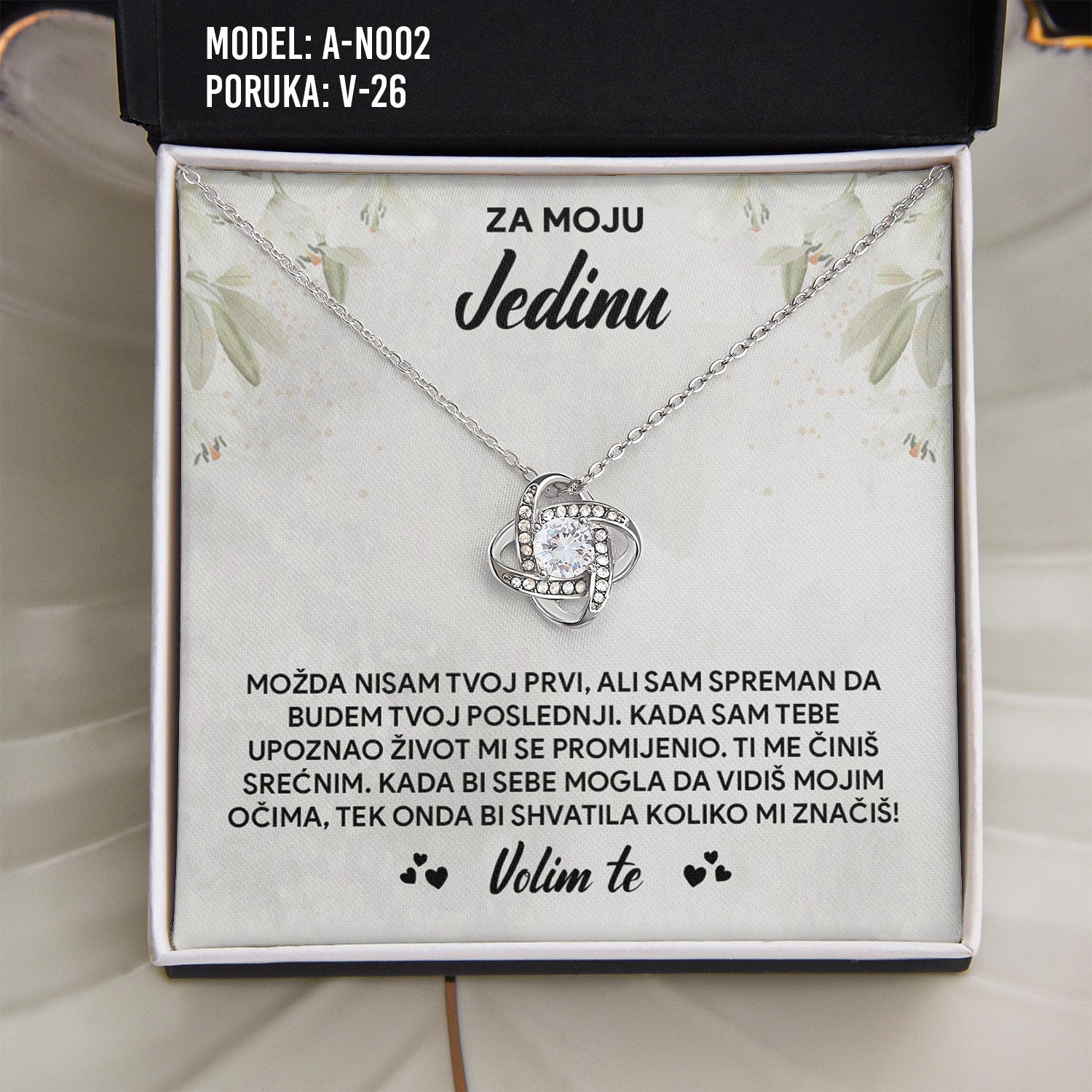 925 Srebreni Lančić za Porukom - Poklon za Valentinovo, Dan Zaljubljenih