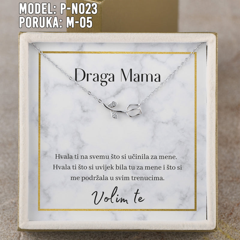 Draga Mama- 925 Srebreni Lančić - Poklon za Mamu - Volim te