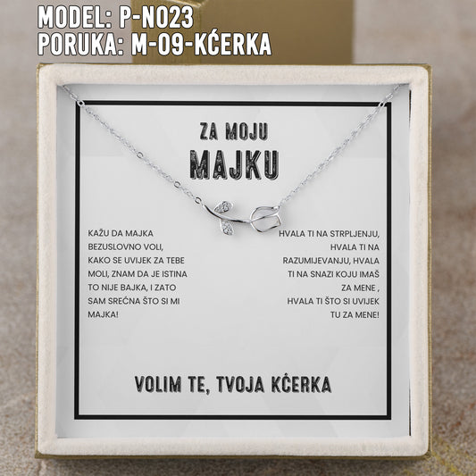 Za Moju Majku - 925 Srebreni Lančić - Poklon za Mamu sa Porukom od Kćerke - Volim te, tvoja Kćerka