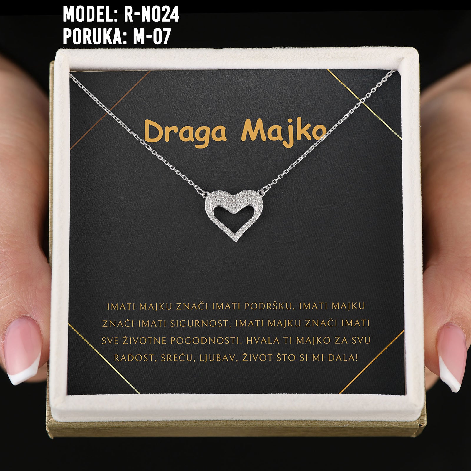 Draga Majka - 925 Srebreni Lančić - Poklon za Mamu od Kćerke, Sina