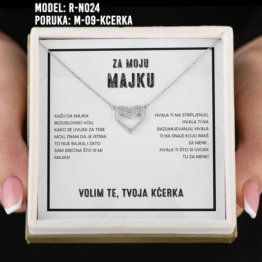 Za Moju Majku - 925 Srebreni Lančić - Poklon za Mamu od Kćerke - Volim te, Tvoja Kćerka