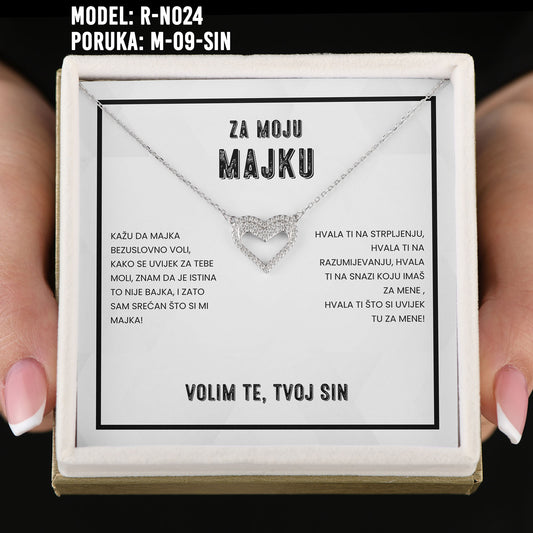 Za Moju Majku - 925 Srebreni Lančić - Poklon za Mamu od Sina- Volim te, Tvoj Sin